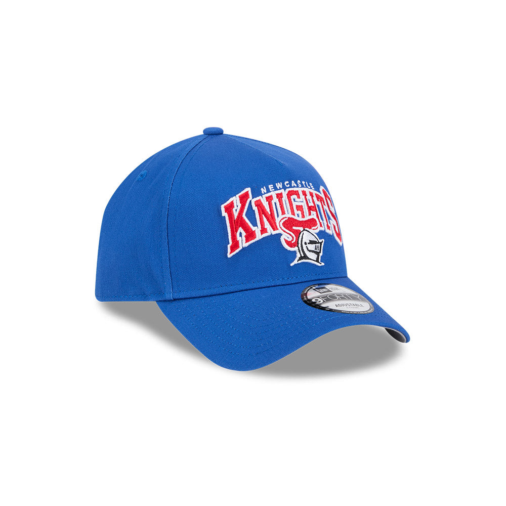 Newcastle Knights Hat - Blue Logo Arch 9Forty A-Frame NRL Snapback Cap - New Era